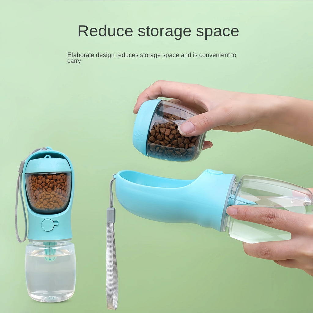 Portable Water Bottle with Food and Water Container for Pets