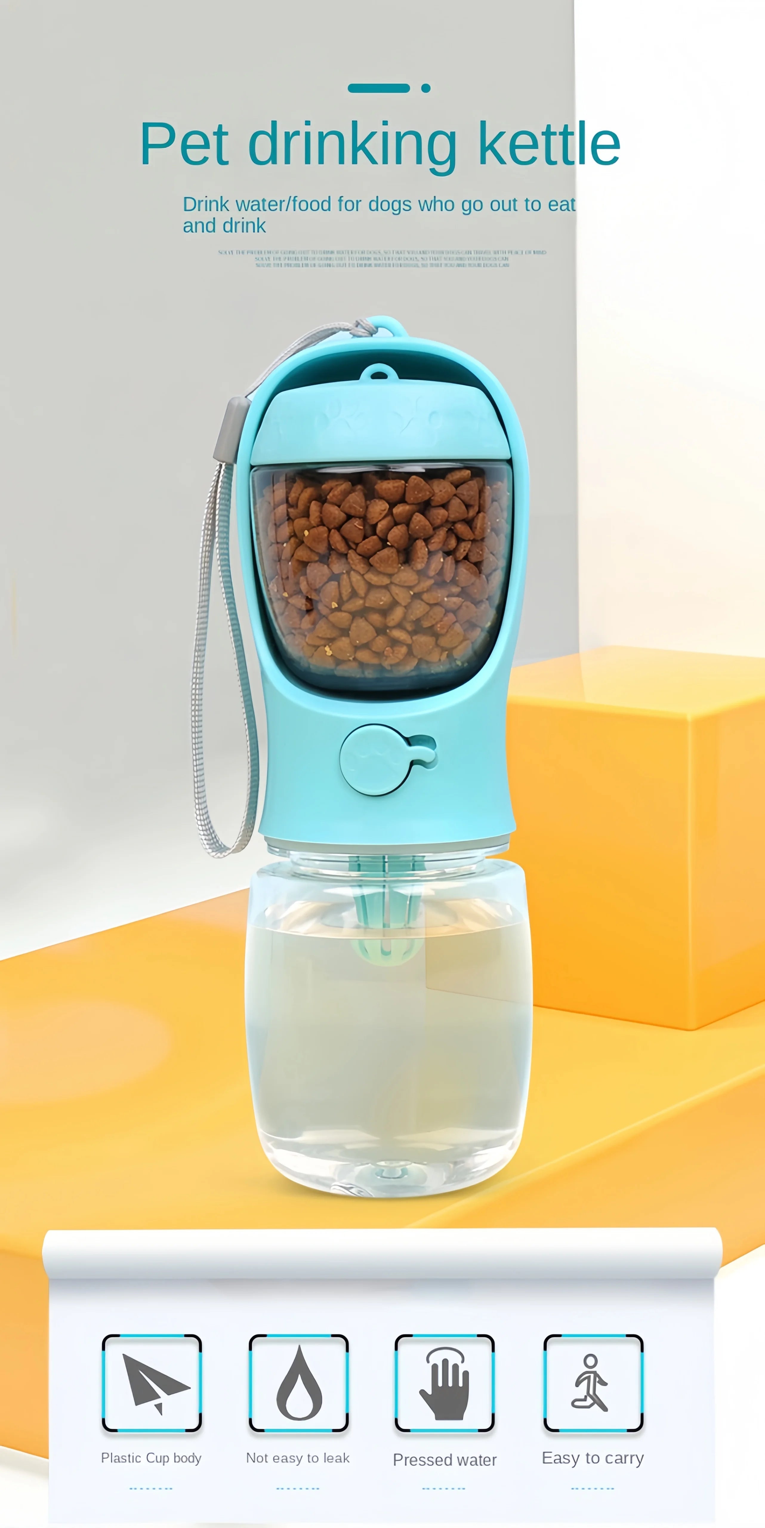 Portable Water Bottle with Food and Water Container for Pets